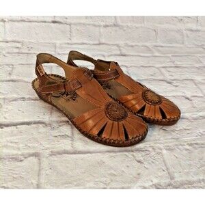 Pikolinos Puerto Vallarta Women's Brown Leather Sandals Size 39 boho, granola